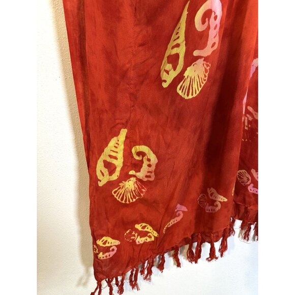 NWT Makai Beach Red One Size Hawaii Poncho Tropical Beach Cover Up Swim Tie Dye - Picture 12 of 12